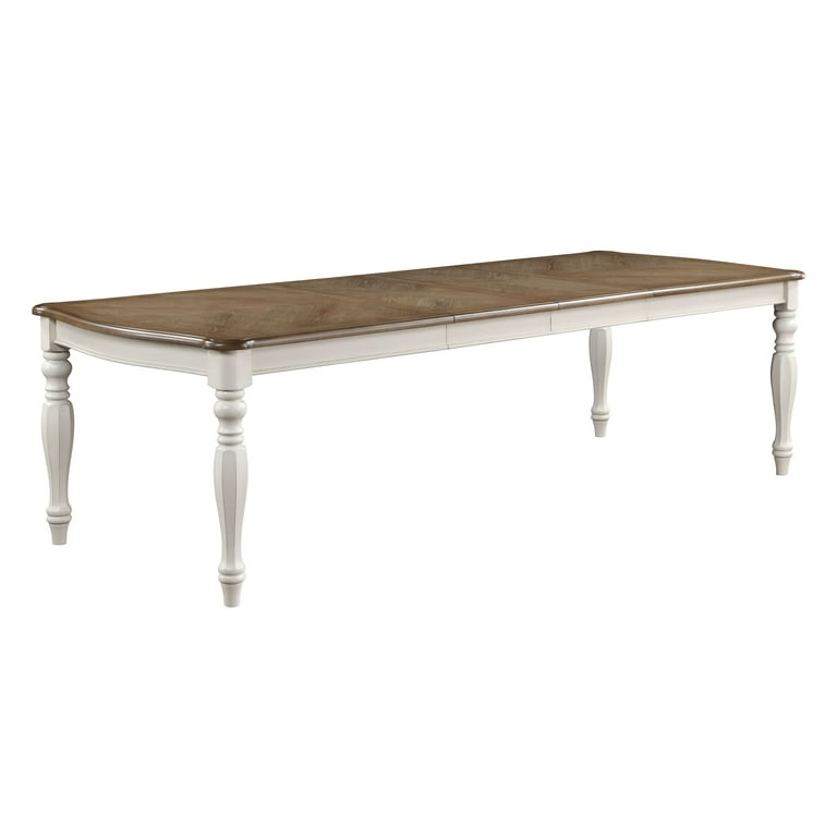 ACME Florain Wooden 108 inch Dining Table in Oak and Antique White