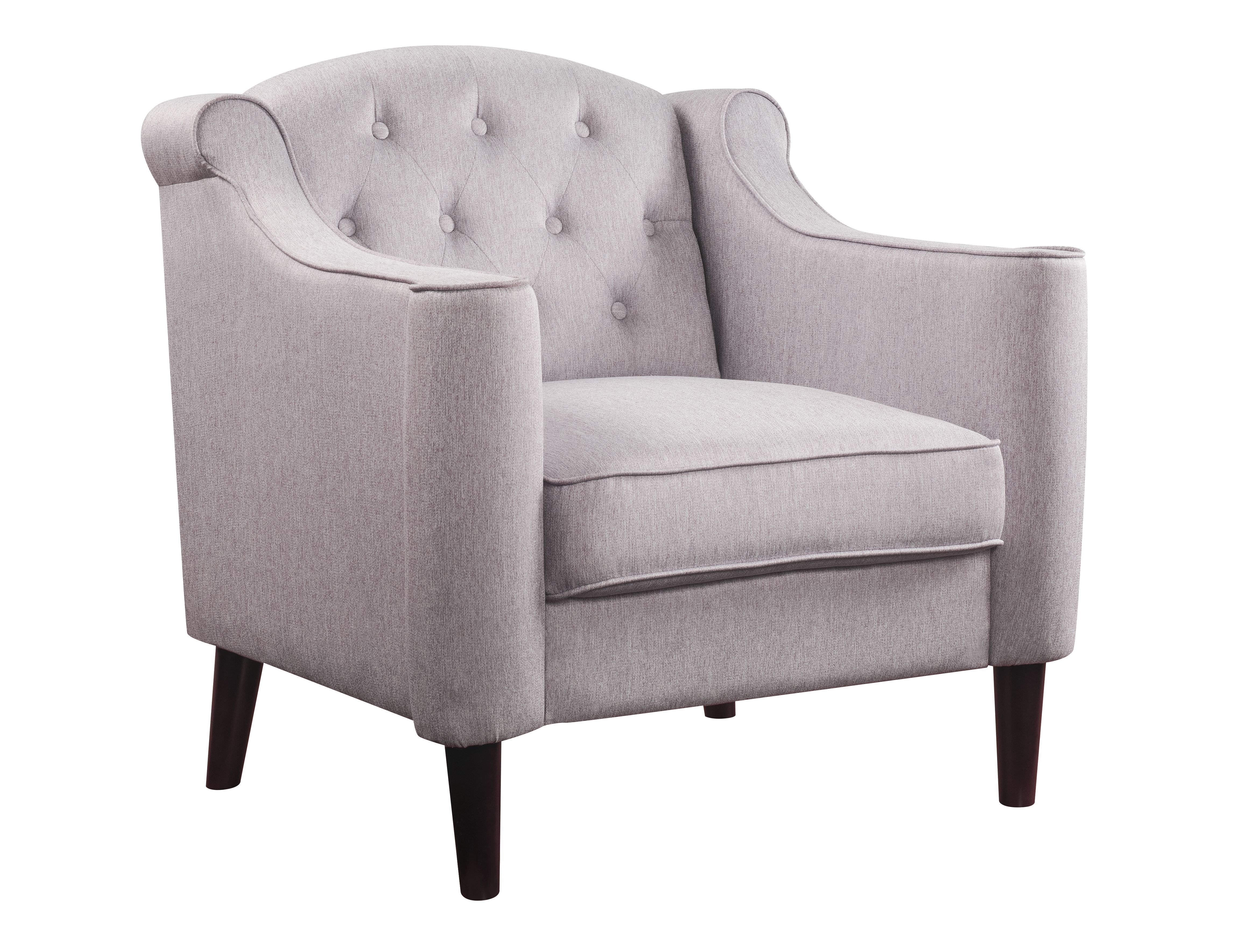Gray Button Tufted Backrest Chair with Espresso Wood Legs