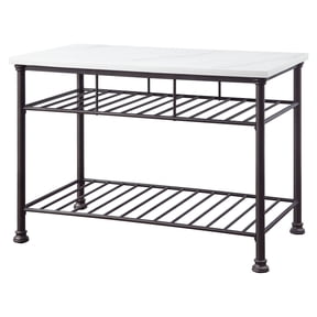 Acme Freyja Kitchen Island in White Cultured Marble and Gray Bars, Buffet and Dining Furniture