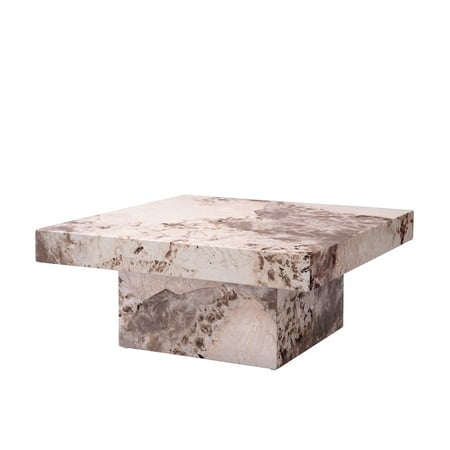 ACME Fultan Contemporary ECC/Wood Square Coffee Table in Beige Engineered Stone