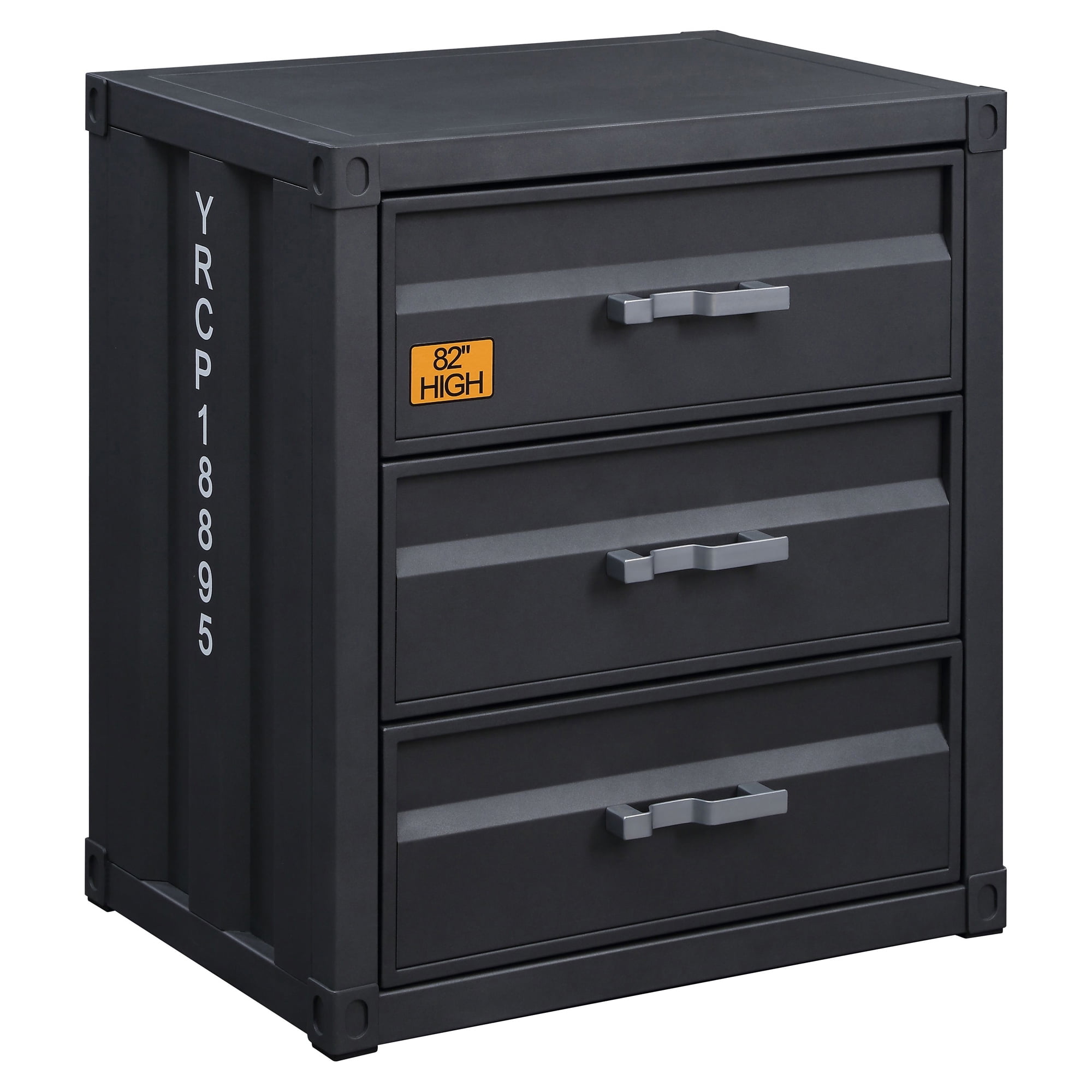 Industrial Loft 3-Drawer Cargo Chest in Gunmetal Gray