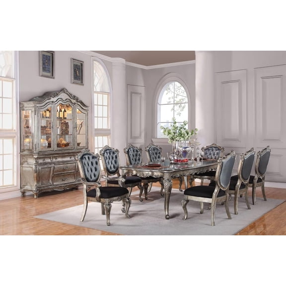 ACME Furniture Chantelle collection 9-Piece Formal Dining Table Set Include 1 Extendable Dining Table, 6 Side Chairs and 2 Arm Chairs, 8-Person Dining Set