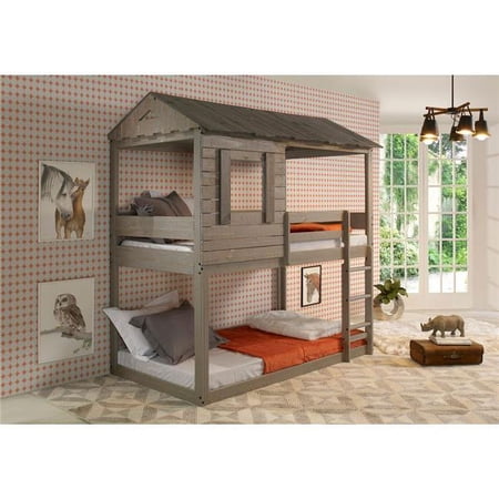 ACME Furniture Darlene Twin Bunk Bed, Rustic Gray - 90 x 43 x 77 in.