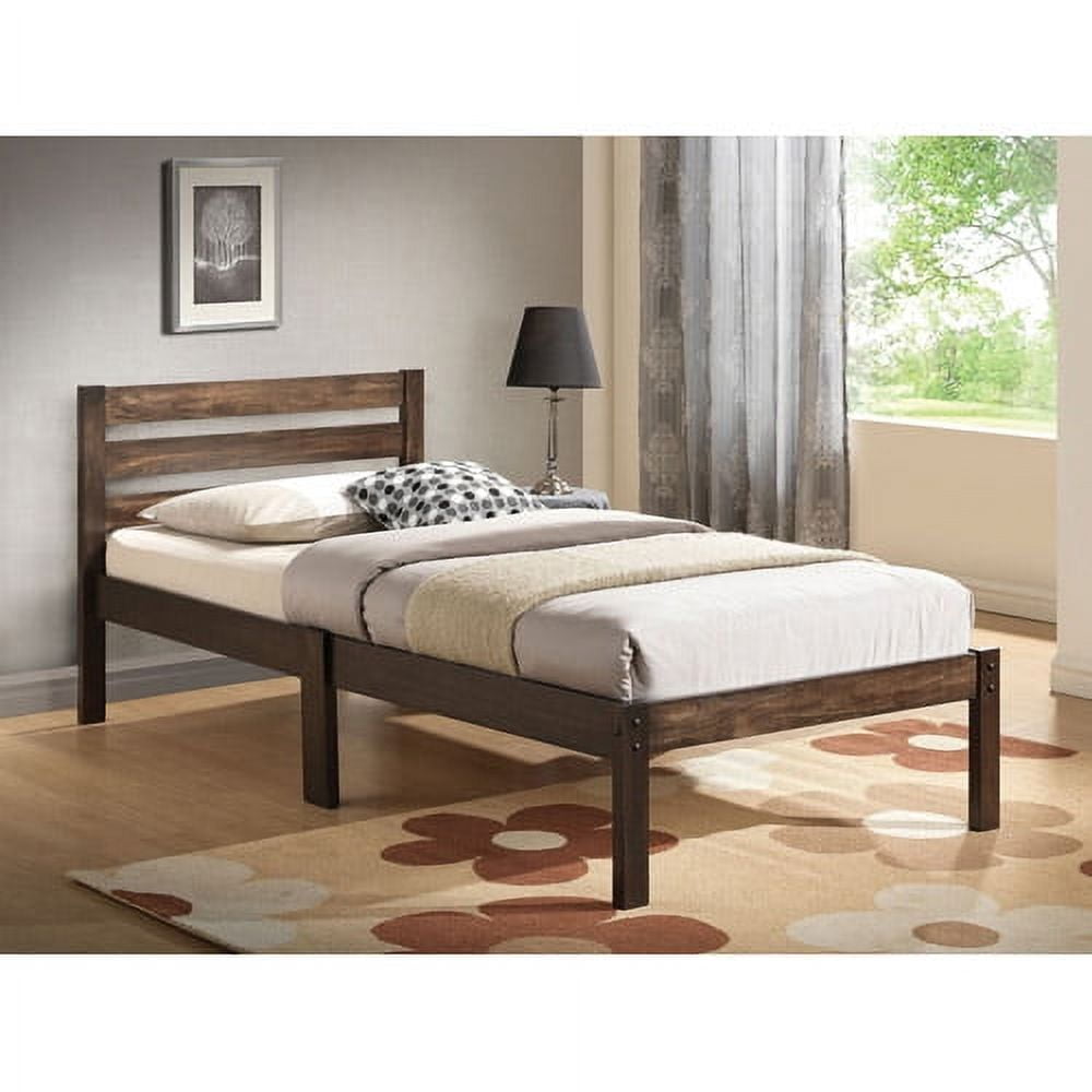 Donato Rustic Twin Upholstered Wood Frame Bed with Slats