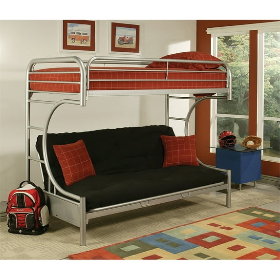 ACME Furniture Eclipse Twin over Full/Futon Metal Bunk Bed in Silver