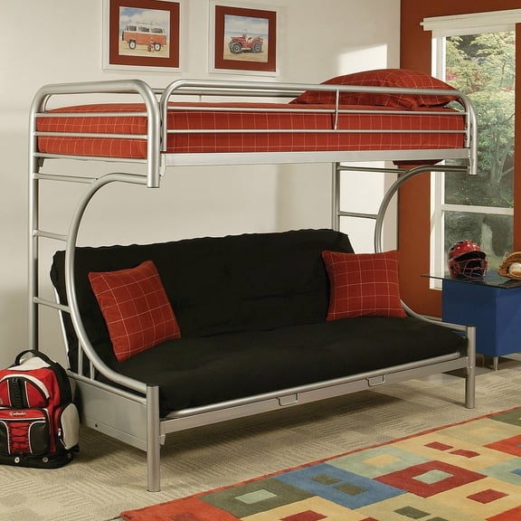ACME Furniture Eclipse Twin over Full/Futon Metal Bunk Bed in Silver