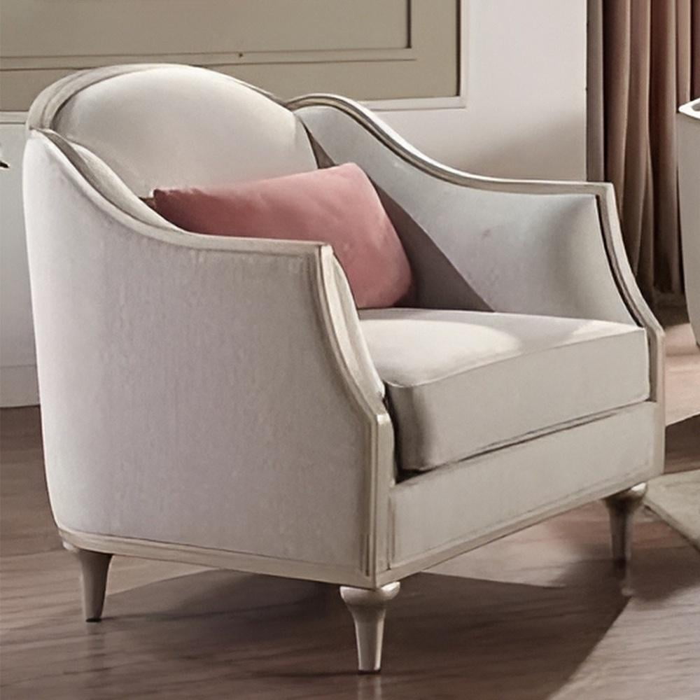 ACME Furniture Kasa Contemporary Fabric Chair with Accent Pillow in Beige