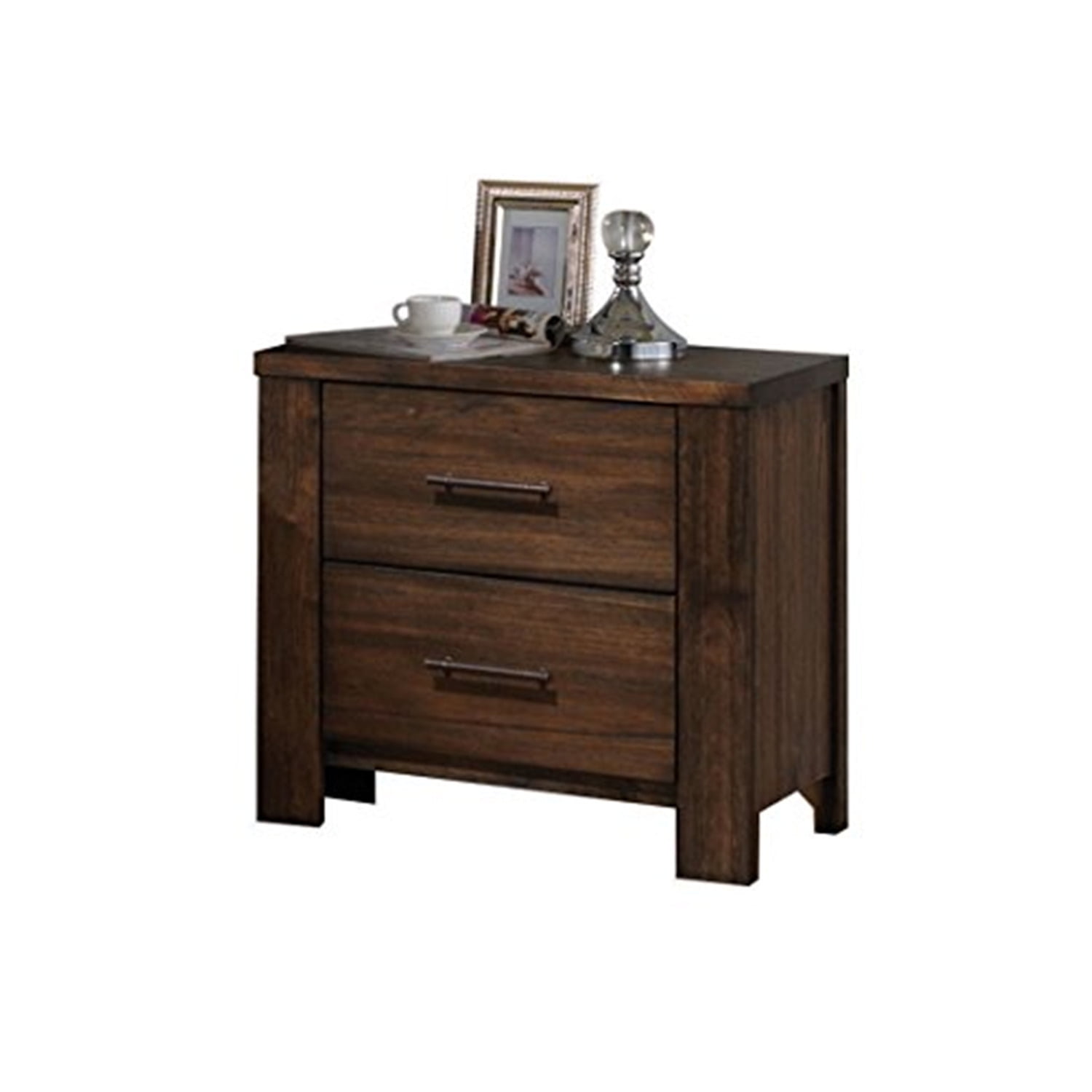 Merrilee Antique Brass 2-Drawer Oak Nightstand