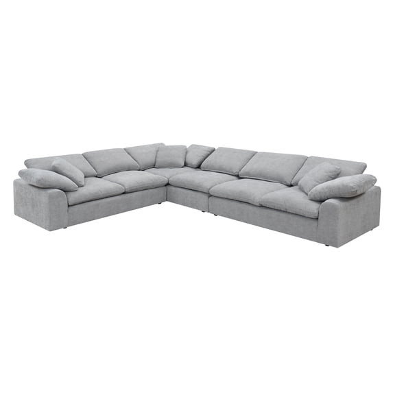 ACME Furniture Naveen Upholstered Fabric Sectional Sofa with 6 Pillows in Gray
