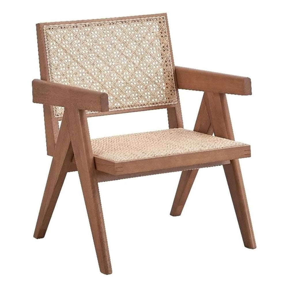 ACME Furniture Velentina Square Arm Rattan & Wood Accent Chair in Natural