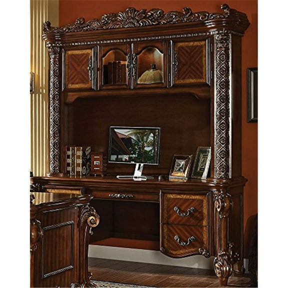 ACME Furniture Vendome Wood Computer Desk and Hutch Set in Cherry