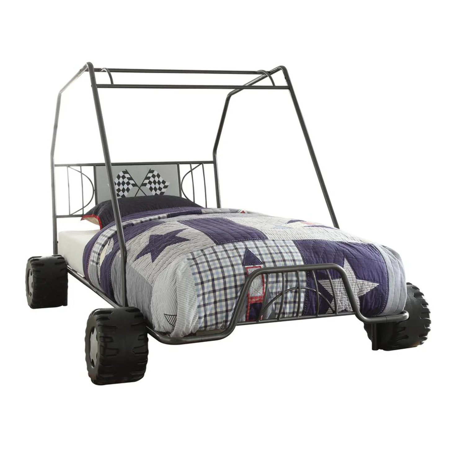 Acme Furniture Xander Twin Bed, Gunmetal Go Kart (1Set/2Ctn)