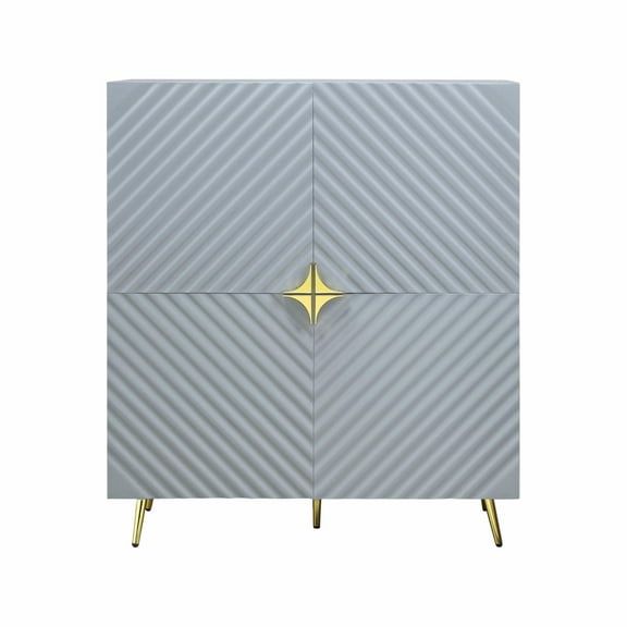 ACM-AC01032 - ACME Gaines Accent Cabinet, Gray High Gloss Finish