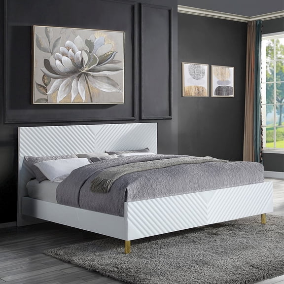 Acme Furniture Gaines Queen Bed White High Gloss