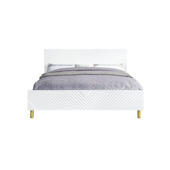 Acme Furniture ACME Gaines Queen Bed, White High Gloss Finish