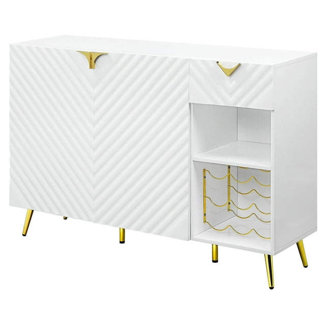 ACME Gaines Server with Wine Rack in White High Gloss