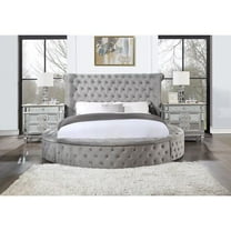ACME Gaiva Eastern King Bed with Storage in Gray Velvet