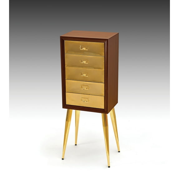 ACME Gannon Jewelry Armoire, Gold & Dark Mahogany