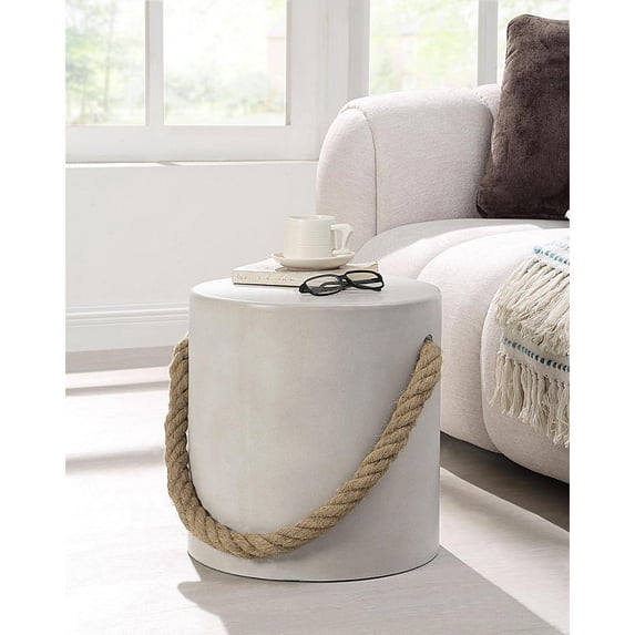 ACME Gene Environmental Friendly Cement Concrete Accent Table in Natural Gray
