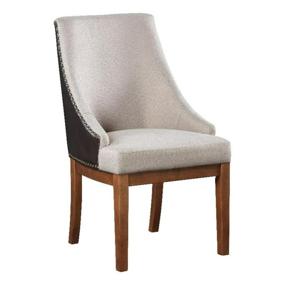 ACME Gilsea Side Chair (Set-2) in Fabric & Brown Synthetic Leather & Brown