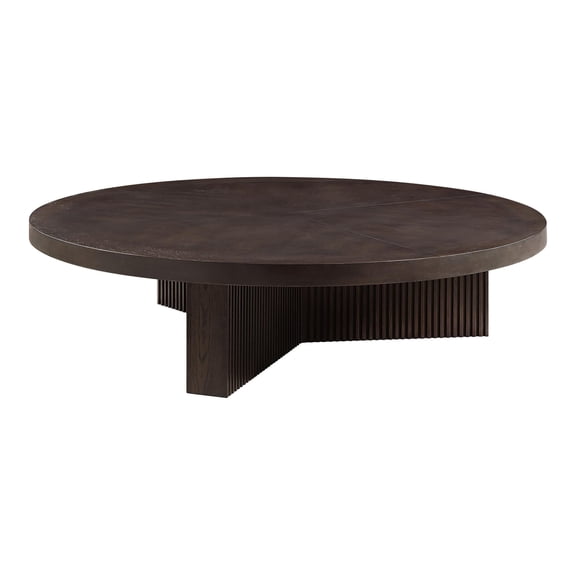 ACME Guido Contemporary Wood Round Coffee Table in Oak Finish