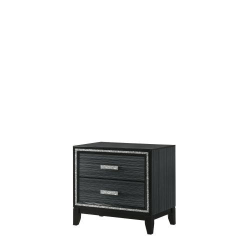 Haiden 31'' Weathered Black Nightstand with Silver Accents