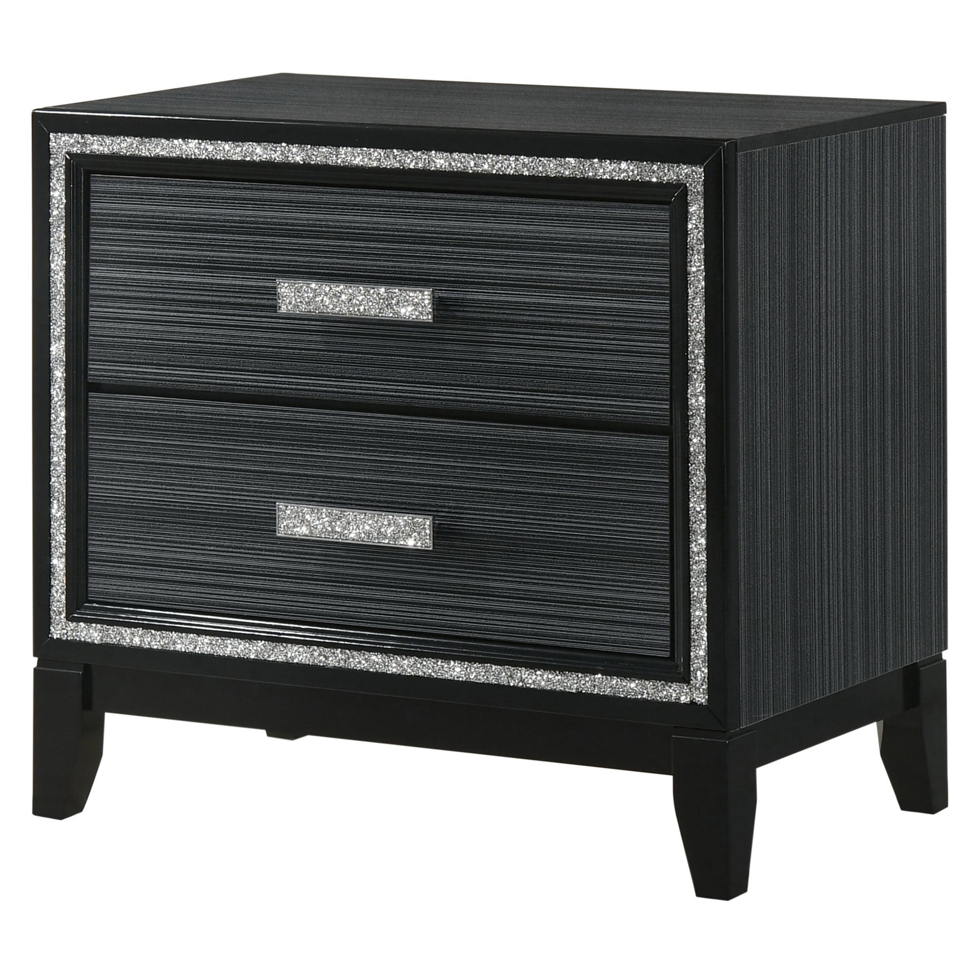 Haiden 31'' Weathered Black Nightstand with Silver Accents
