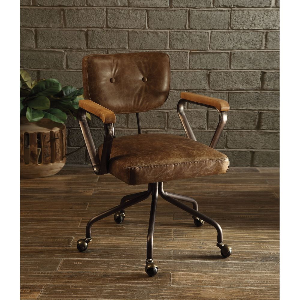 Vintage Whiskey Top Grain Leather Swivel Office Chair