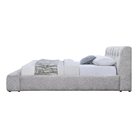 ACME Hannah Eastern King Bed in Gray Chenille