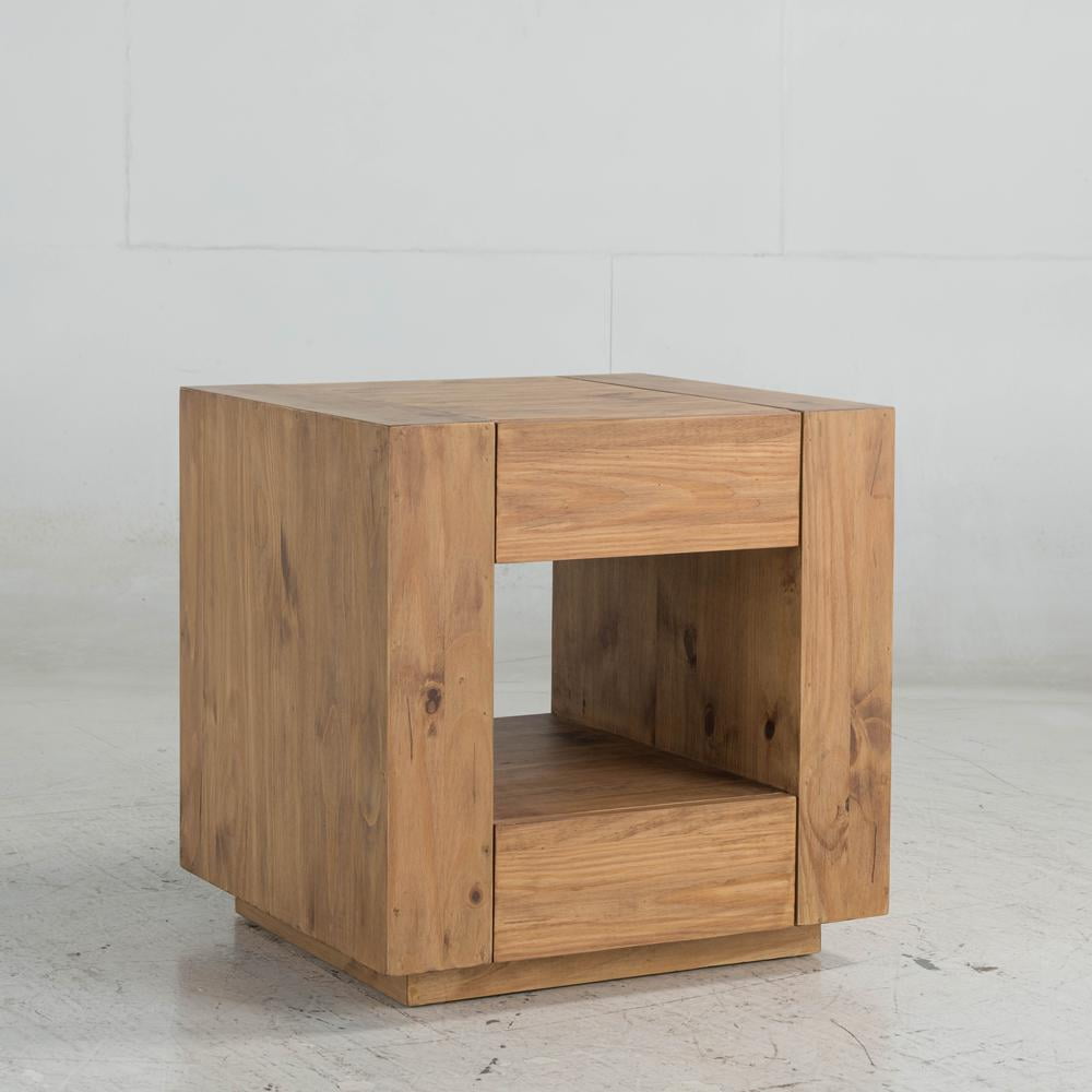 ACME Harlan Contemporary Wood 2-Drawer Square End Table in Oak