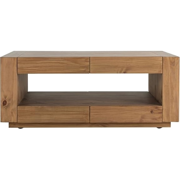ACME Harlan Contemporary Wood 4-Drawer Rectangular Coffee Table in Oak