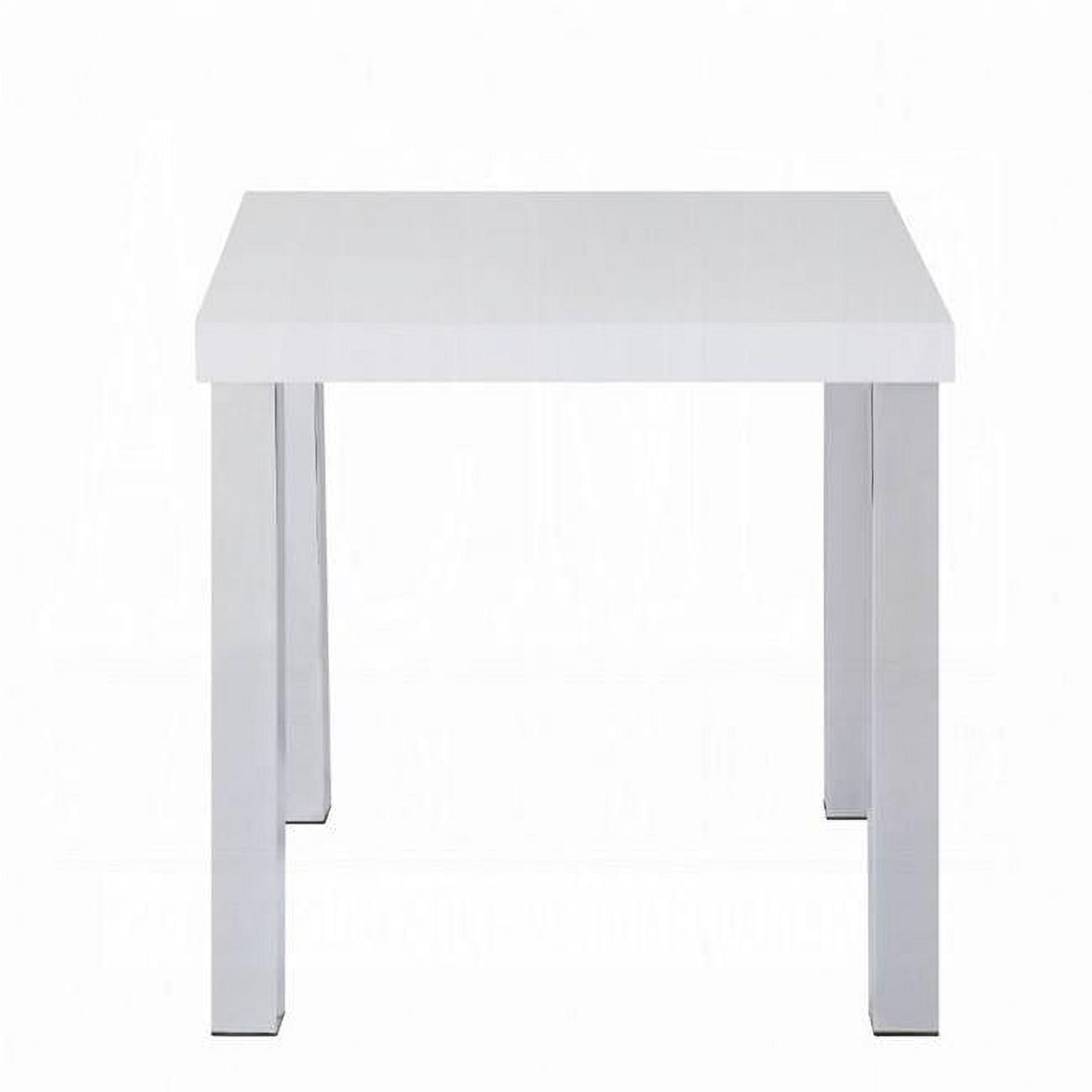 Harta 22'' White High Gloss and Chrome End Table