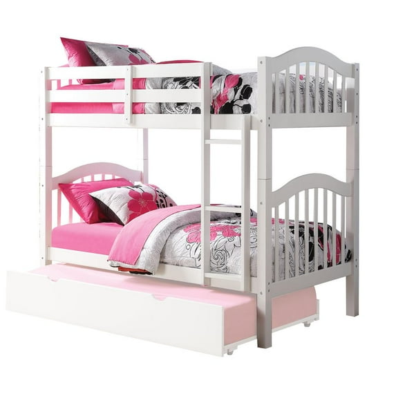 ACME Heartland Twin over Twin Wood Bunk Bed in White Storage Sold Seperately