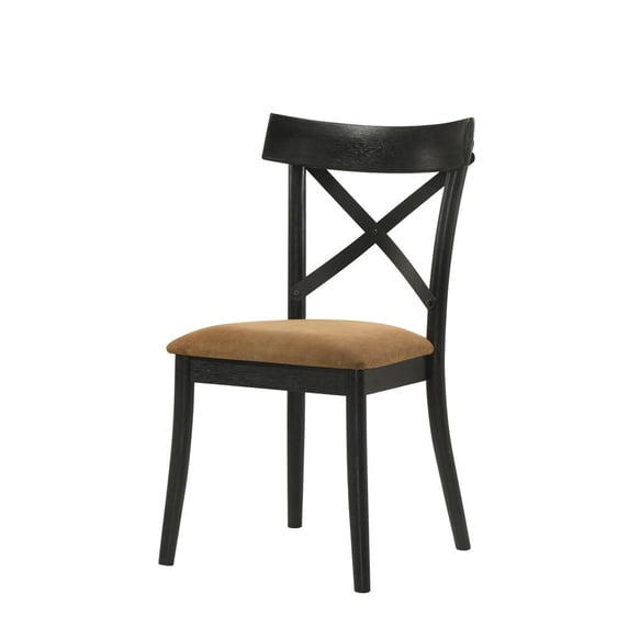 ACME Hillary Side Chair (Set-2), Brown Leather Aire, Walnut & Black Finish