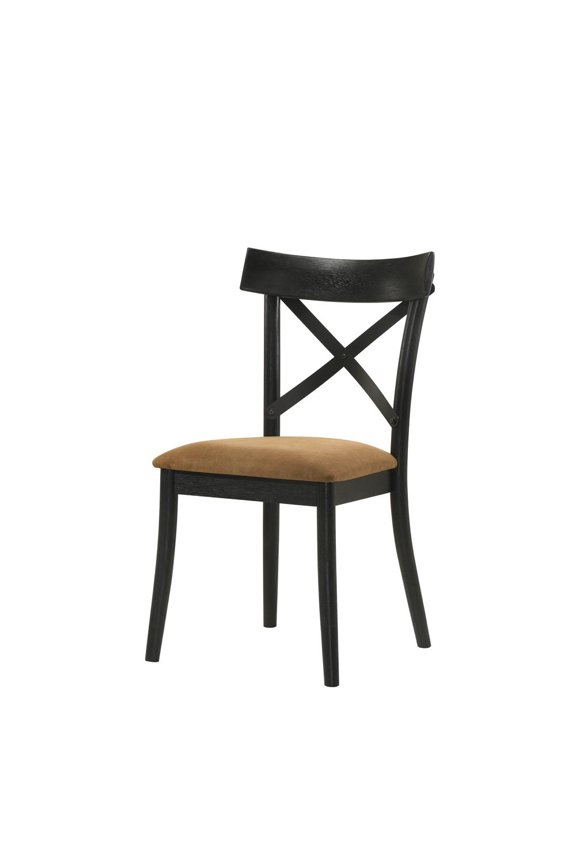 ACME Hillary Side Chair (Set-2), Brown Leather Aire, Walnut & Black Finish