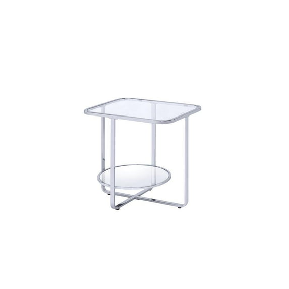 Acme Hollo End Table Chrome & Glass