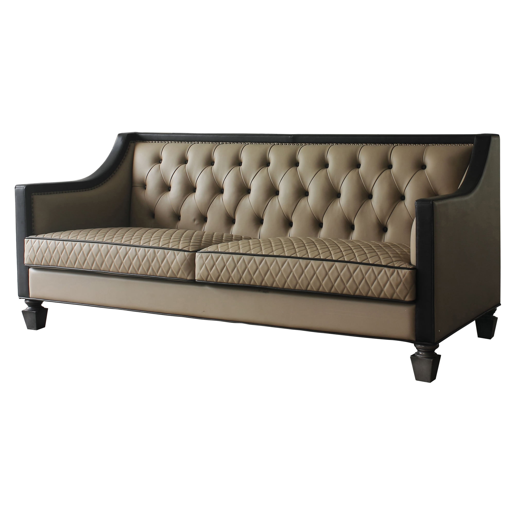 ACME House Beatrice Sofa with 4 Pillows in Tan Black and Charcoal