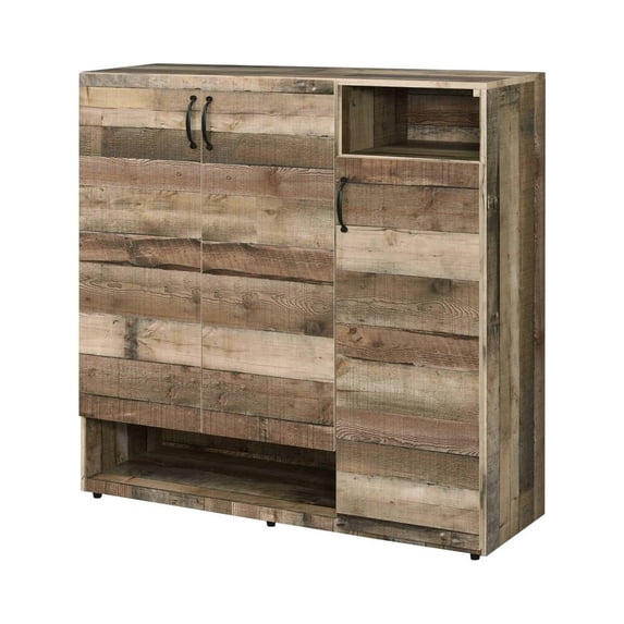 ACME Howia 3-Door Wooden Cabinet with 2 Compartments in Rustic Gray Oak