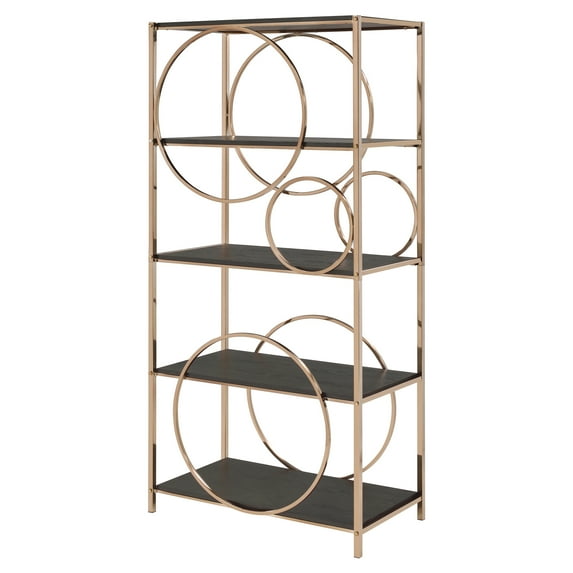 ACME Hudice Bookshelf in Black Oak and Champagne