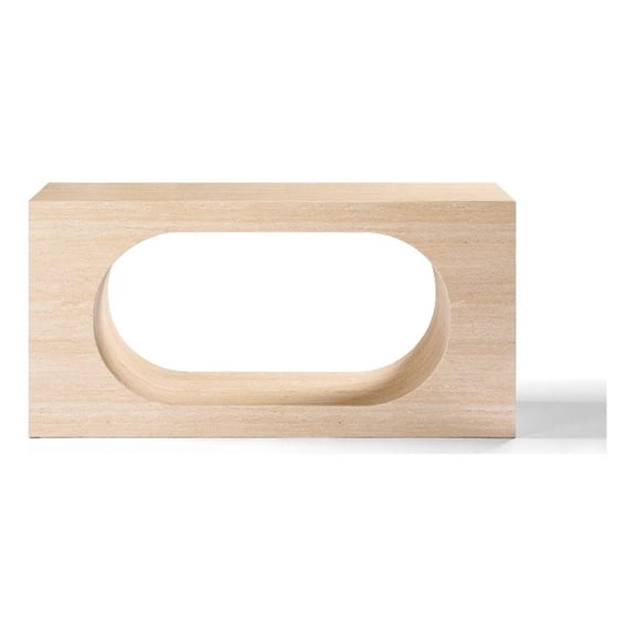 ACME Inca Console Table in Travertine Stone