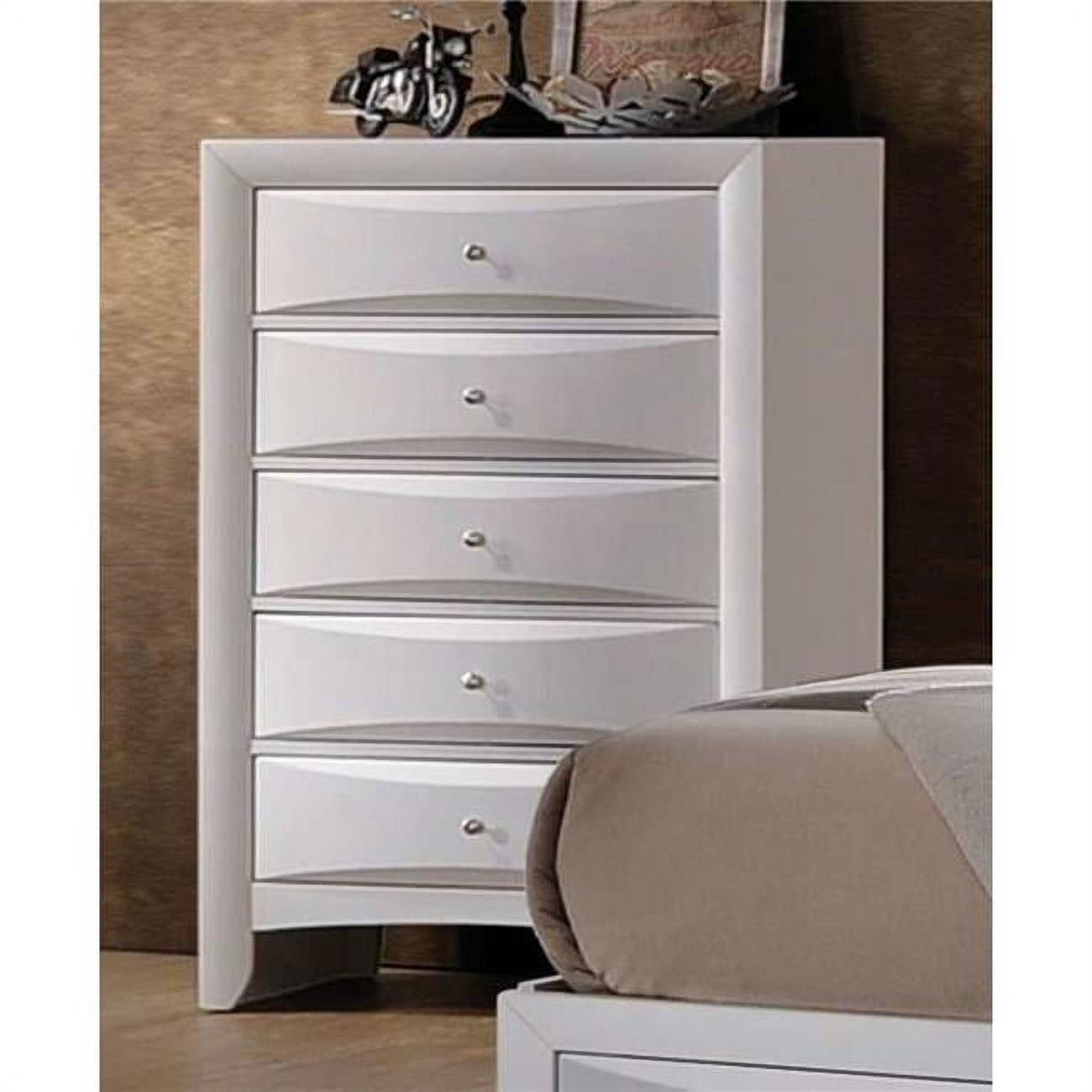 White 5-Drawer Chest with Dovetail Design