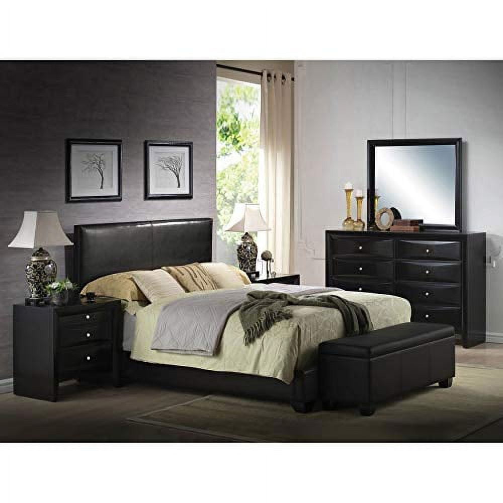 ACME Ireland Queen Panel Bed in Black Faux Leather, Multiple Sizes