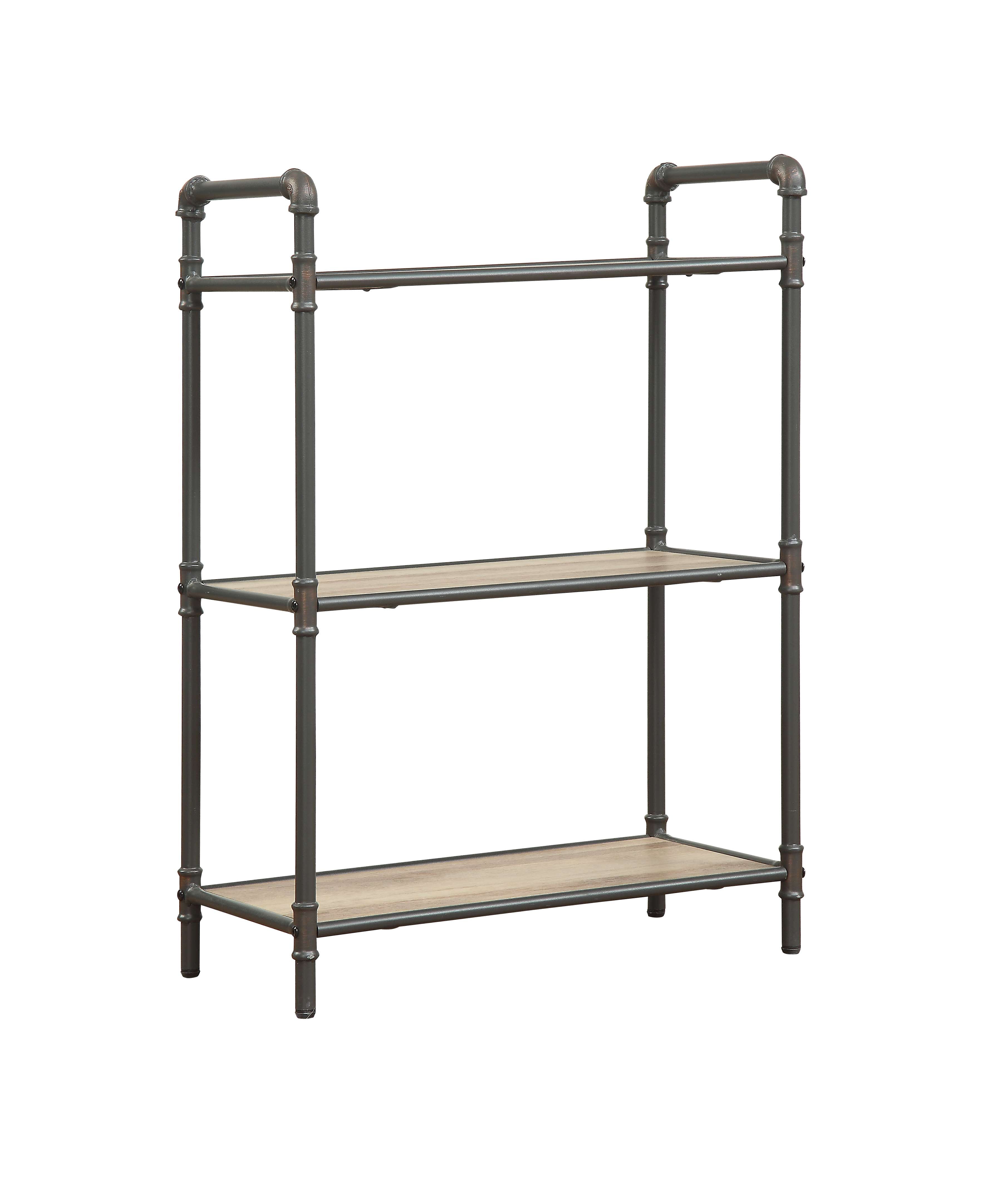 Itzel 26" Antique Oak and Sandy Gray Industrial Bookshelf