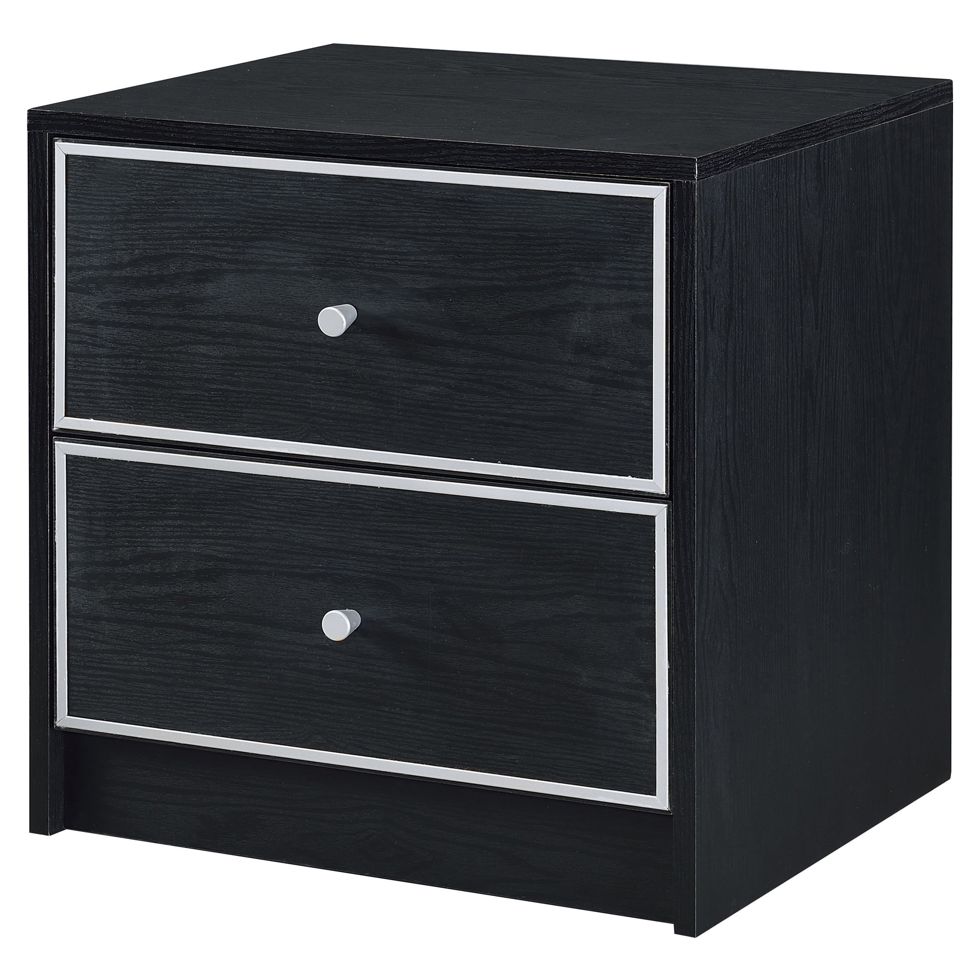 Jabir Black and Silver Rectangular Wood Accent Table with Storage