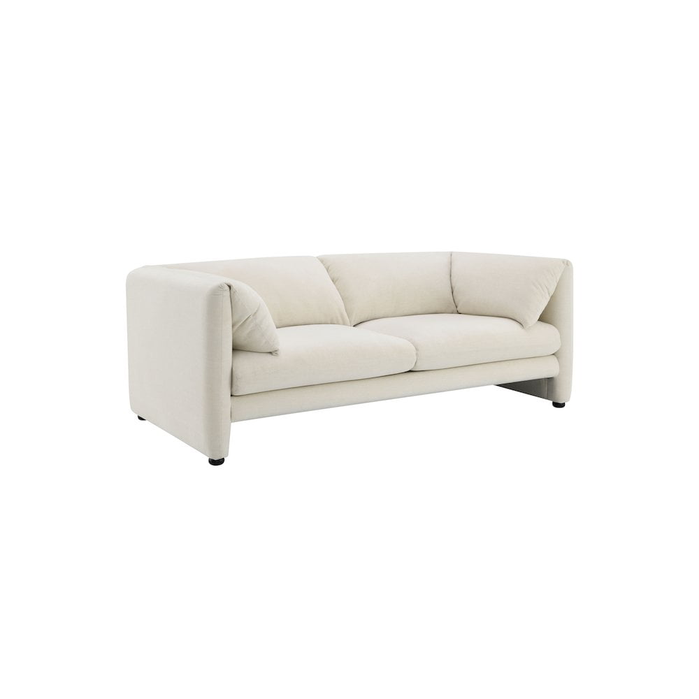 Beige Linen Tufted 2-Seat Loveseat with Wood Frame