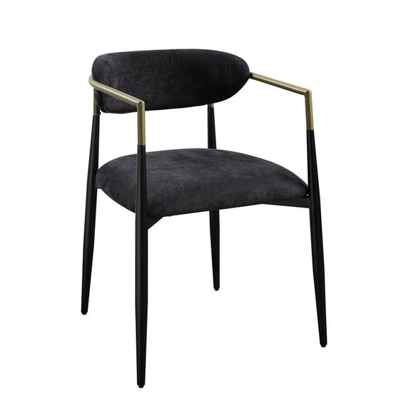 ACME Jaramillo Wood & Fabric Upholstered Side Chair in Black (Set of 2)