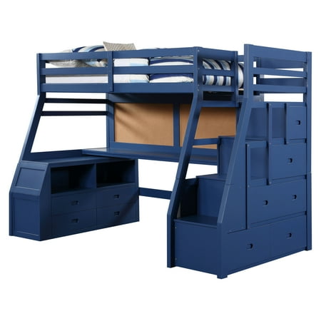 ACME Jason II Storage Twin Loft Bed in Navy Blue