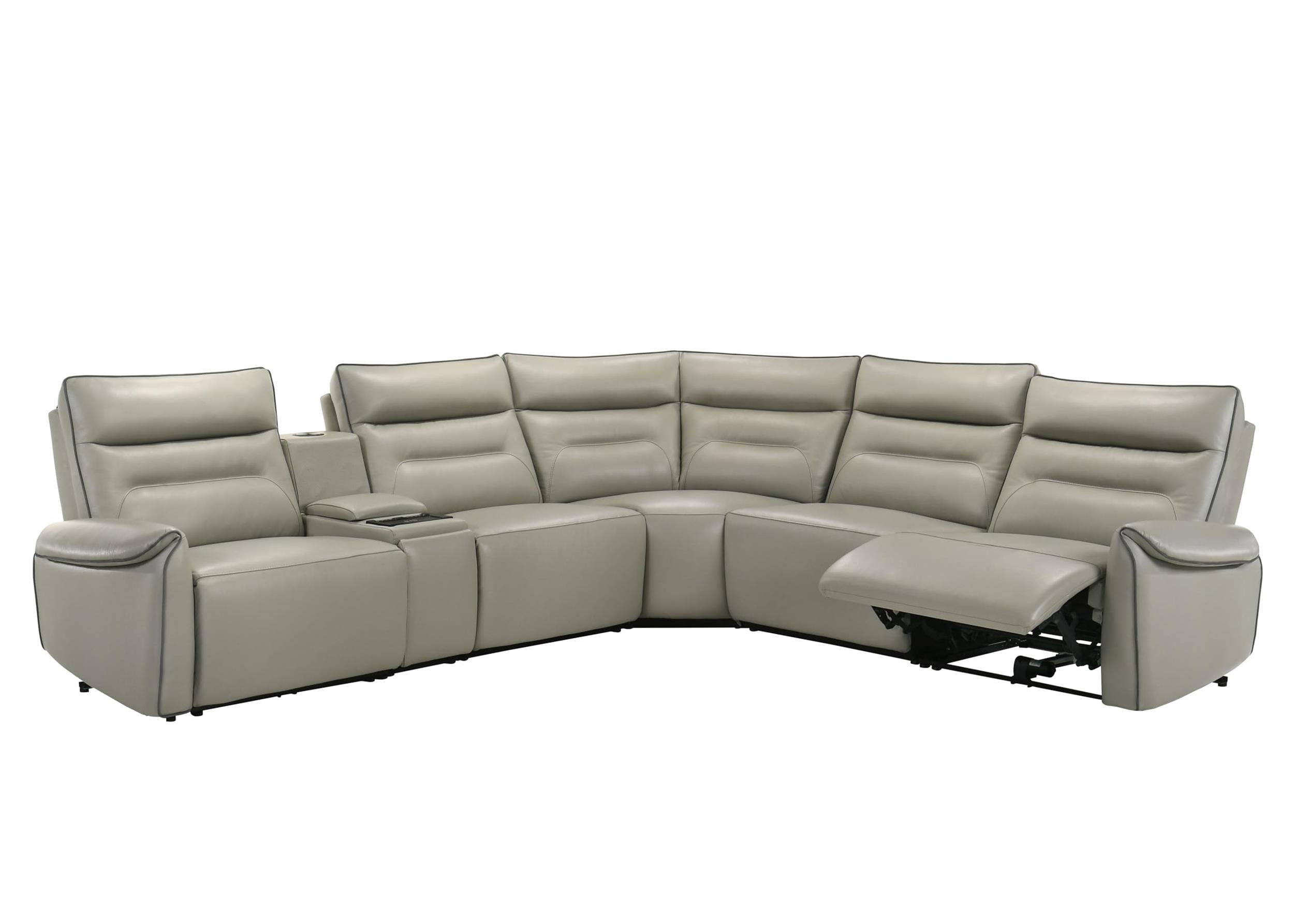 ACME Jayke Power Motion Sectional Sofa in Light Gray Top Grain Leather ...