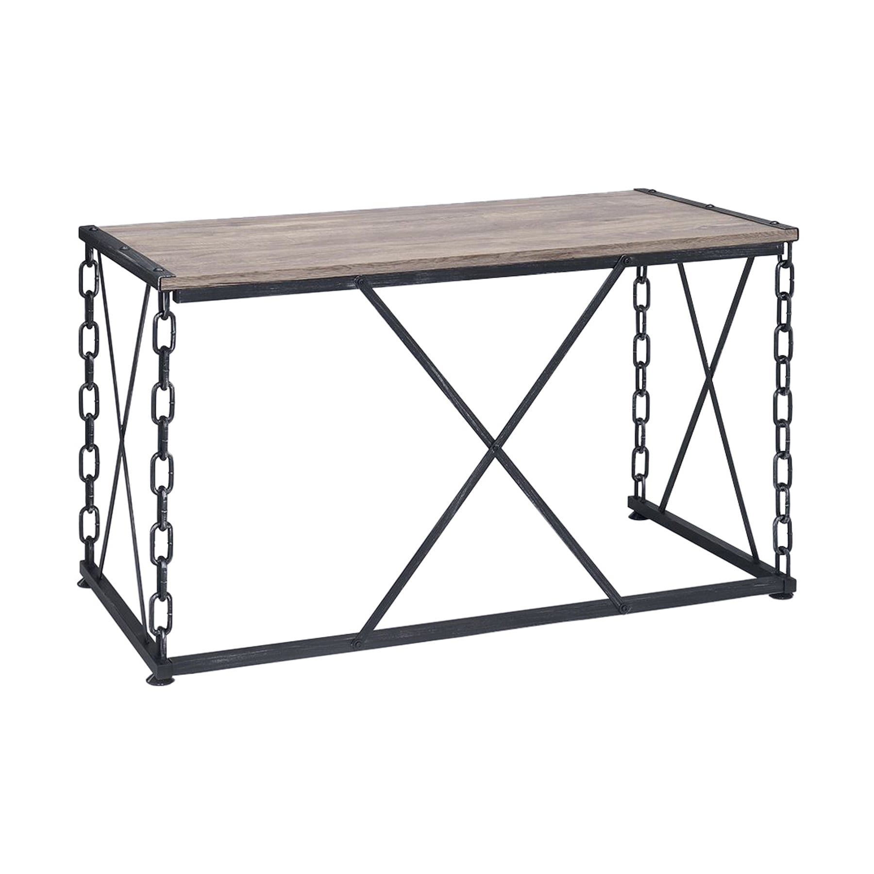 Jodie Rustic Oak & Antique Black Industrial Console Table