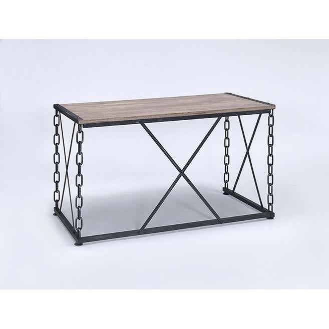 Jodie Rustic Oak & Antique Black Industrial Console Table